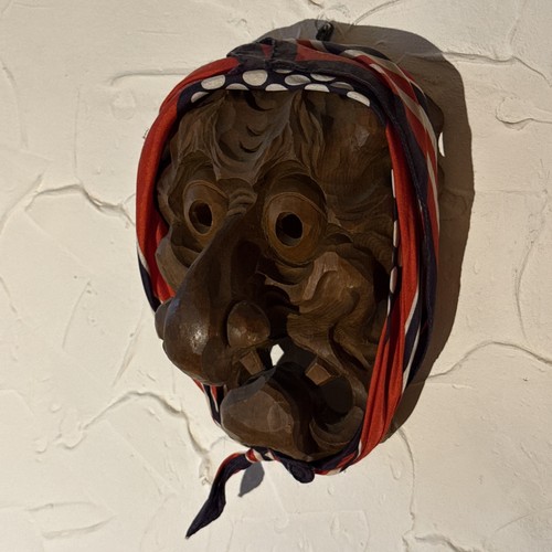 Holzmaske handgeschnitzt hexe - holzmaske,